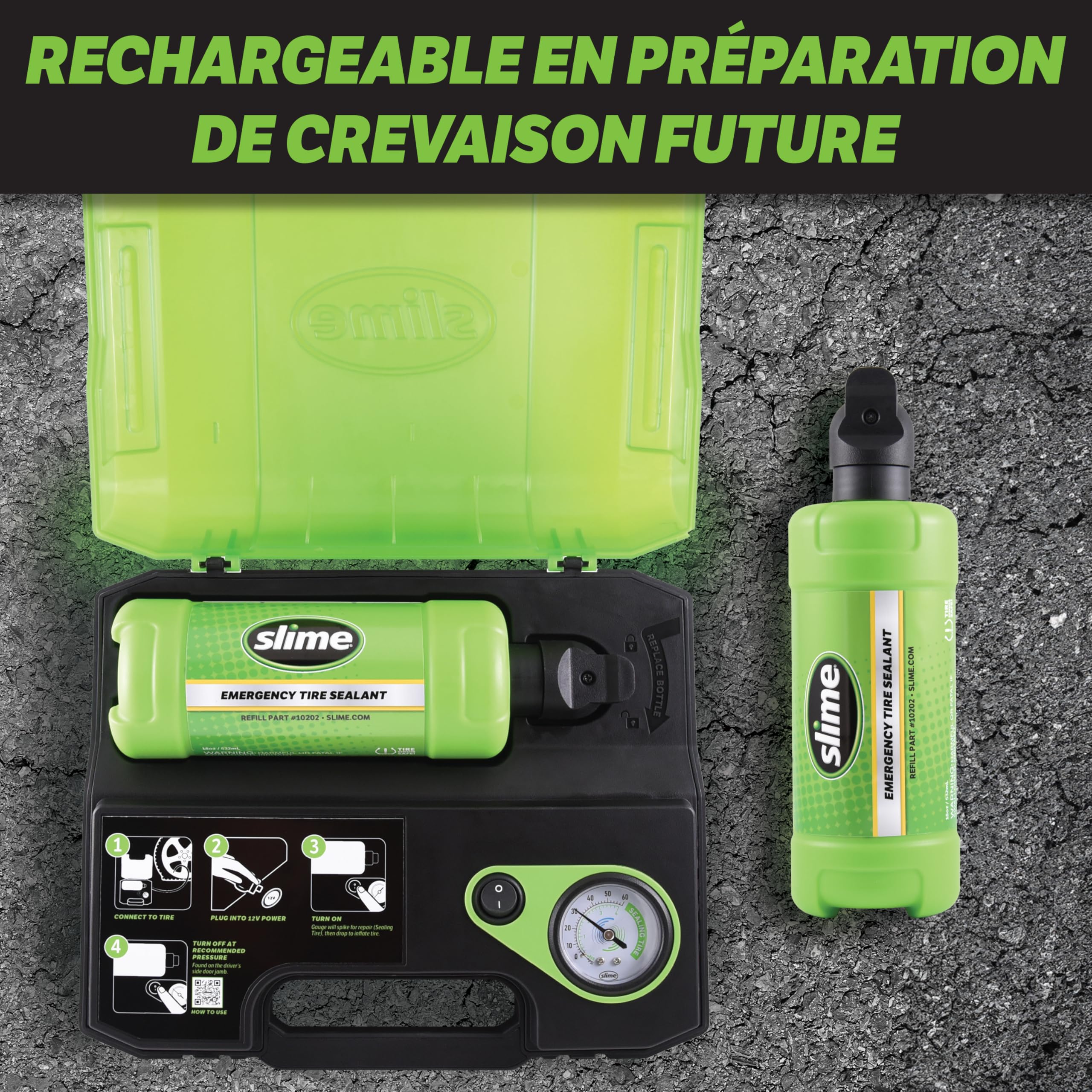 Slime 50159-5 Smart Repair Ultra Kit, minibus/SUV, Réparation d'Urgence des Crevaisons, Solution tout-en-un, Répare et Regonfle, Réparation en 15 Minutes