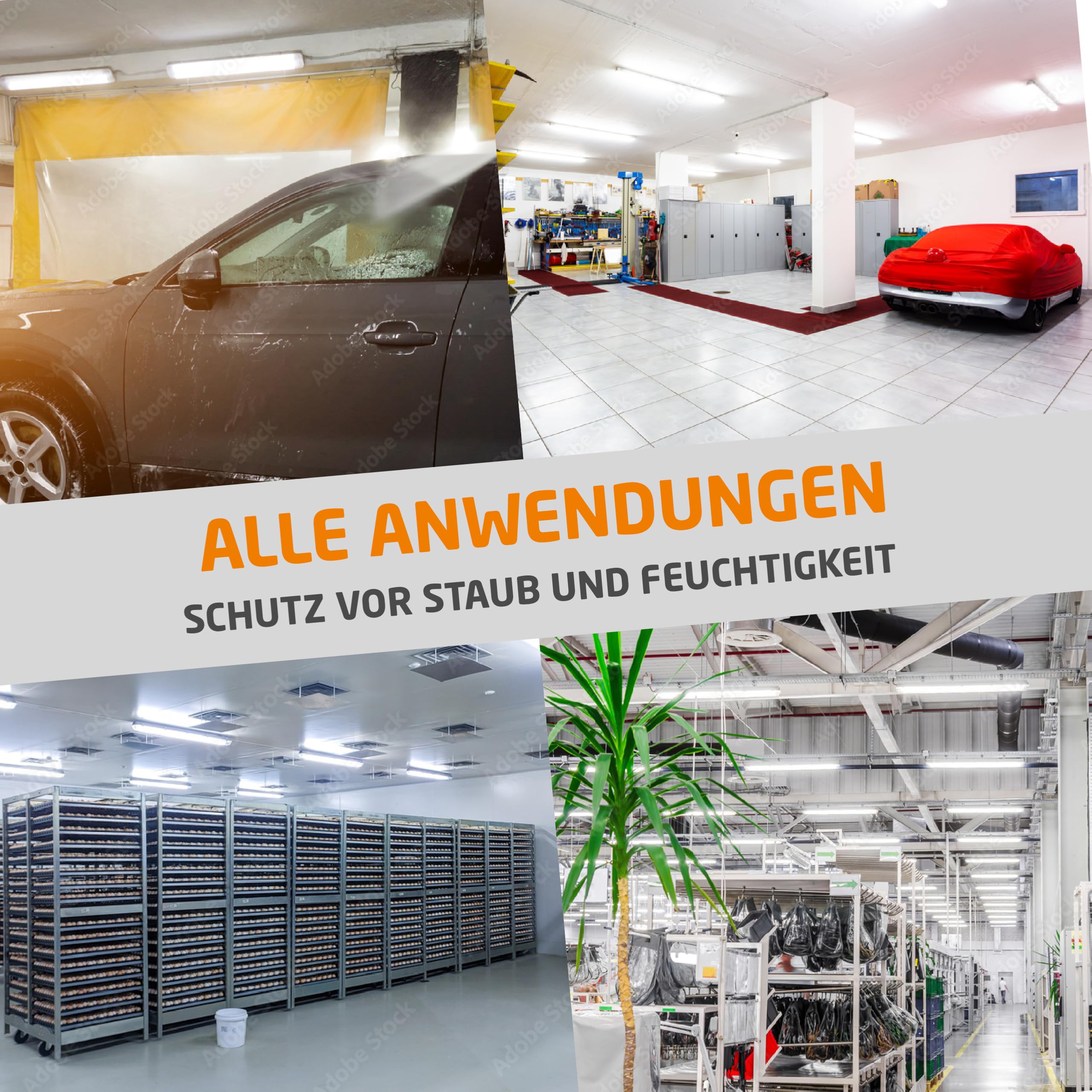 Proventa LED Feuchtraumleuchte 150cm 2-Pack IP65 46W 5520lm 4000K Neutralweiß - durchverdrahtet, verknüpfbar, Wannenleuchte, Werkstattleuchte, Garagenbeleuchtung, Kellerlampe, Leuchtstoffröhre
