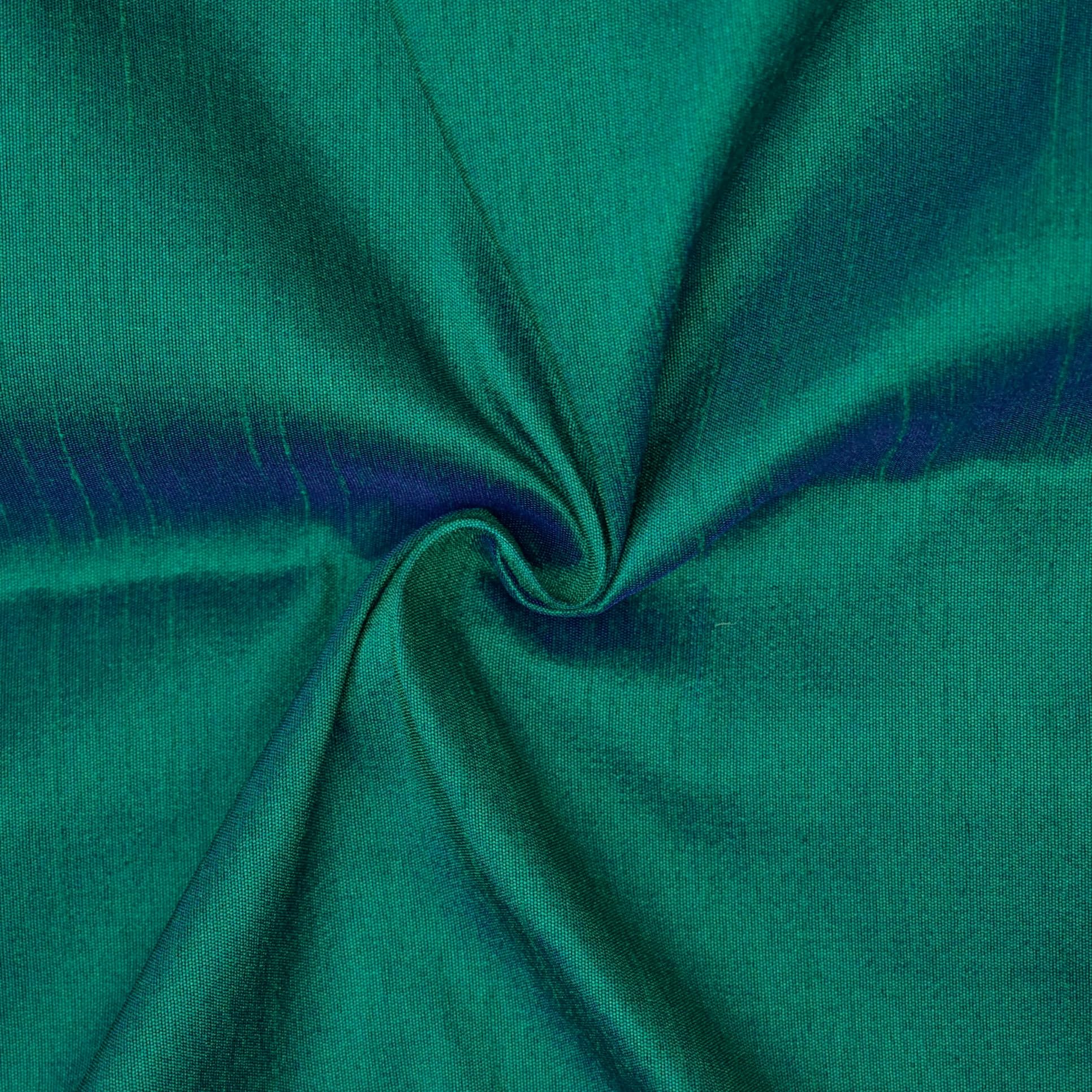 Fabric Mart Direct Peacock Art Silk Fabric By The Metre, 1 Metre 107 cm Width Slubeed Faux Silk Solid Color Green Wholesale Silk Upholstery Fabric for Curtains Bridal Dress Drapes Cushion Covers