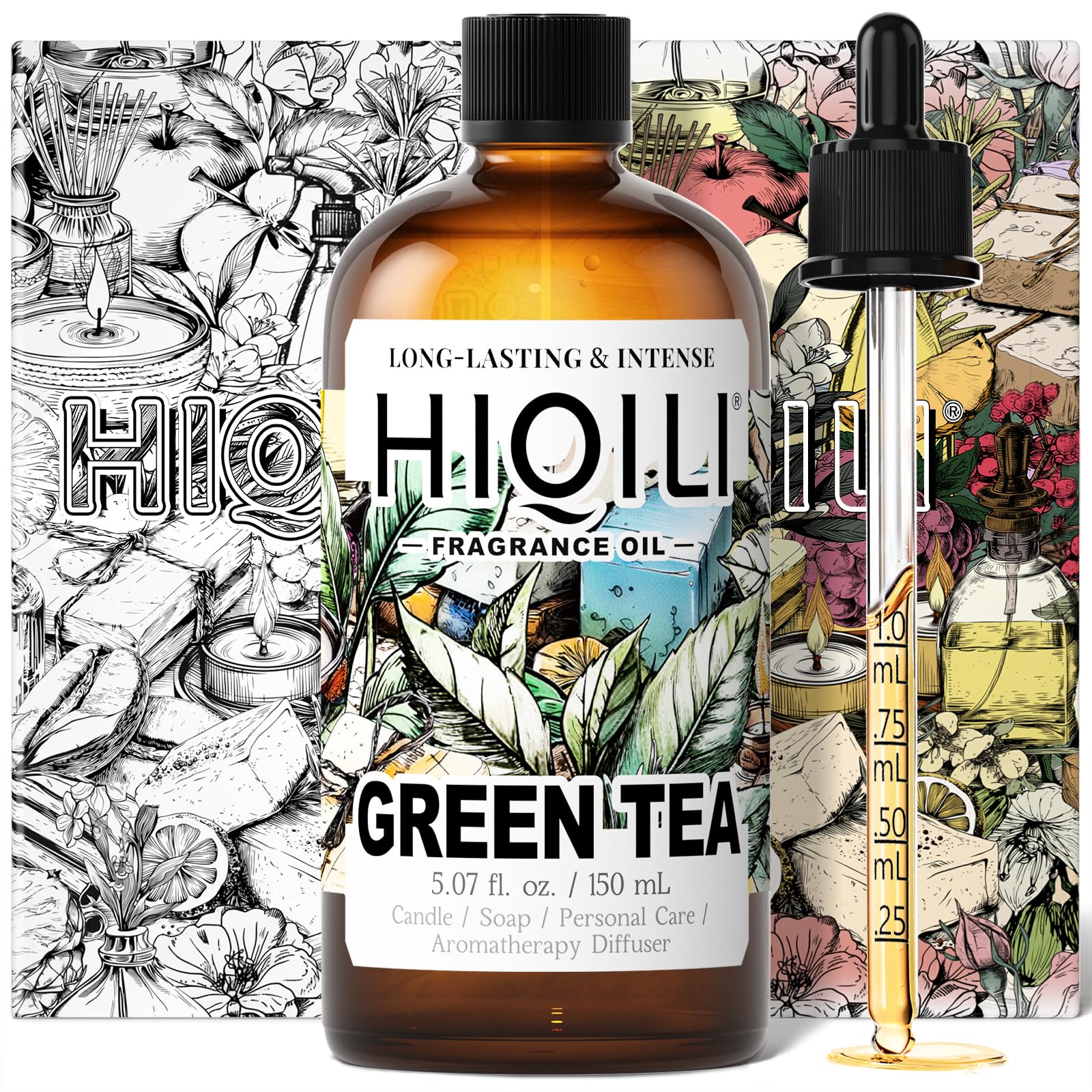 HIQILI Green Tea Fragrance Oil, Refreshing Scents for Laundry - 5.07 Fl Oz