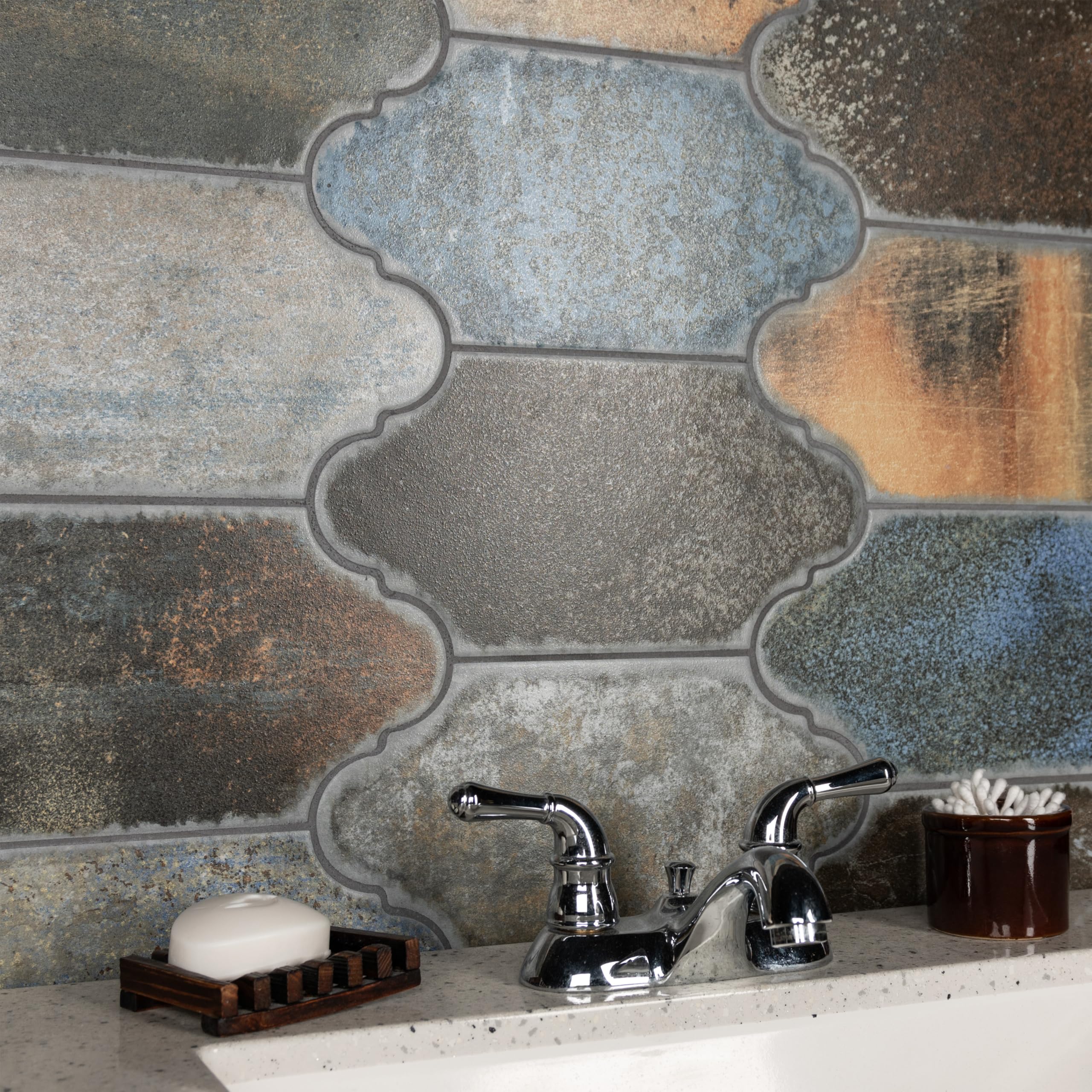 SomerTile FCD6DMP Dorne Provenzal Mix 15,9 x 32,4 cm Piastrelle in porcellana per pavimento e parete, Multi, 20