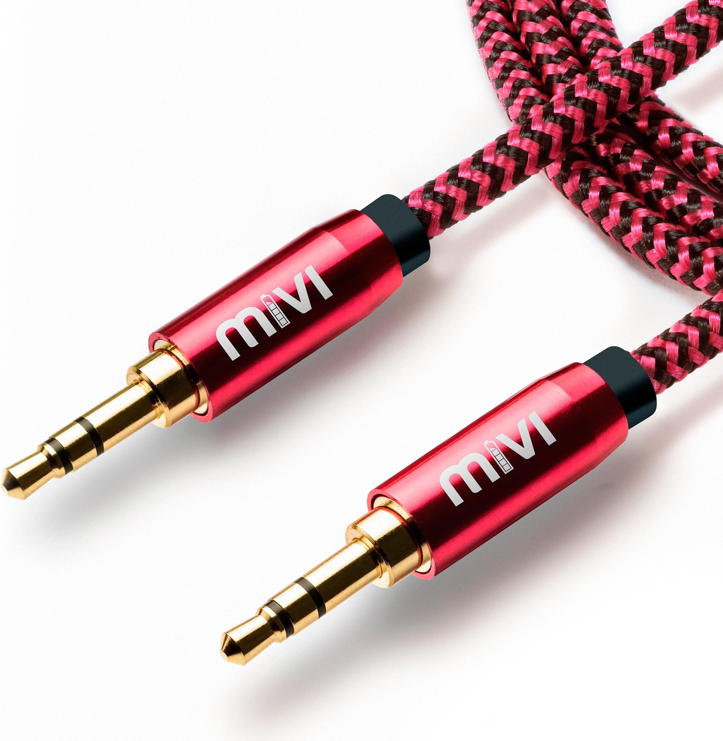 Mivi Ac6B Smartphone Auxiliary Male To Male Aux Audio Cable Apple, Samsung - 6 Feet - (Red)