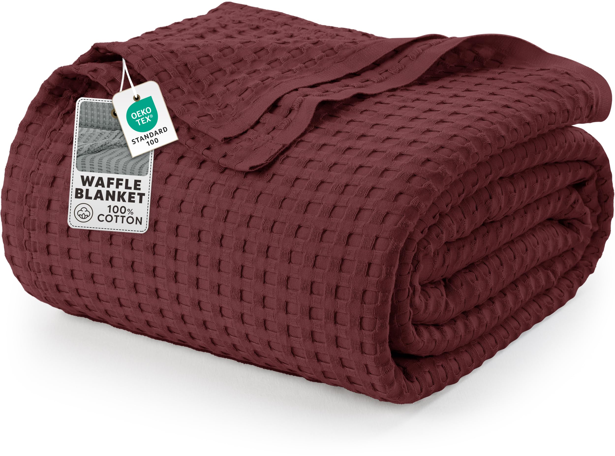 Utopia Bedding 100% Baumwolle Waffeldecke Kuschedecke 300 GSM (Bordeaux - 228 x 182 cm) weiche leichte, atmungsaktive tagesdecke, Sofa & Couch überwurf für alle Jahreszeiten