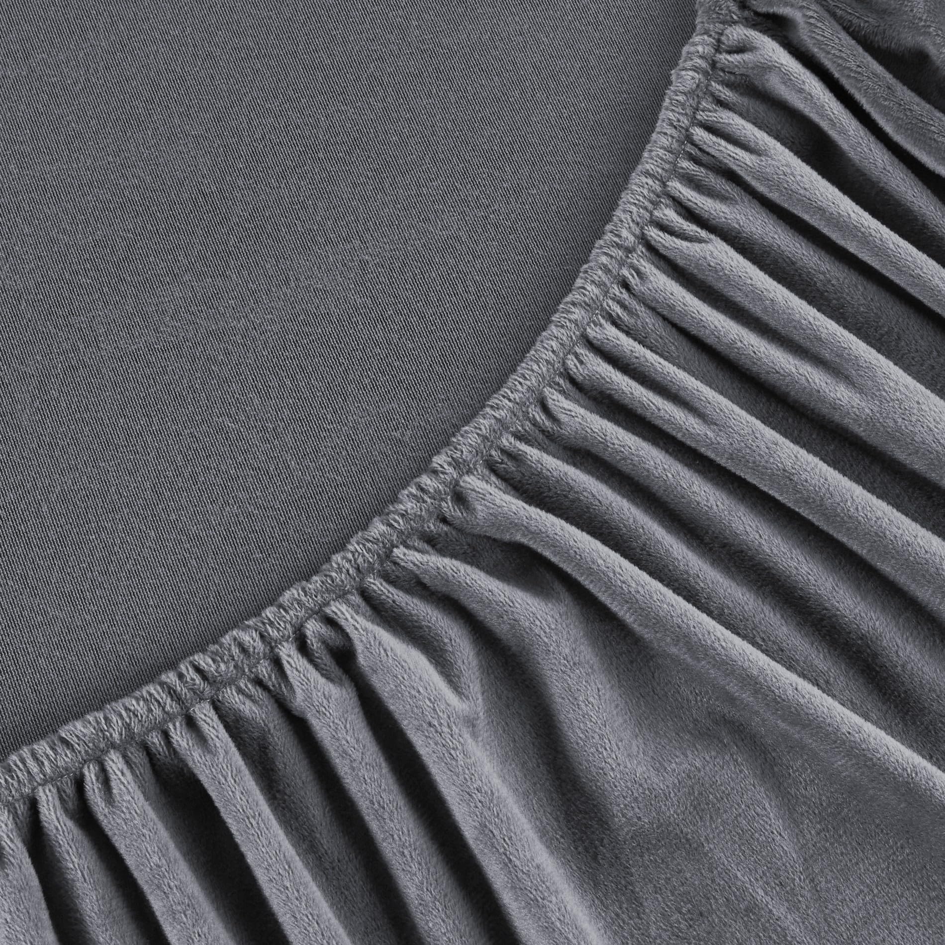Spannbettlaken, 140 x 190 cm, Winter, warm, Fleece, Grau, Spannhöhe