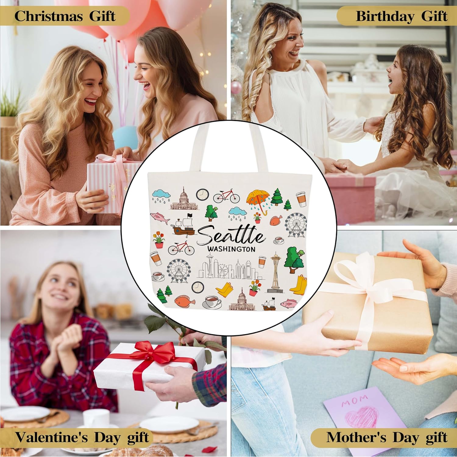 Canvas Tote Bag Aesthetic, Reusable Grocery Shopping Bags, Vacation Travel Lover Gifts - Image 4