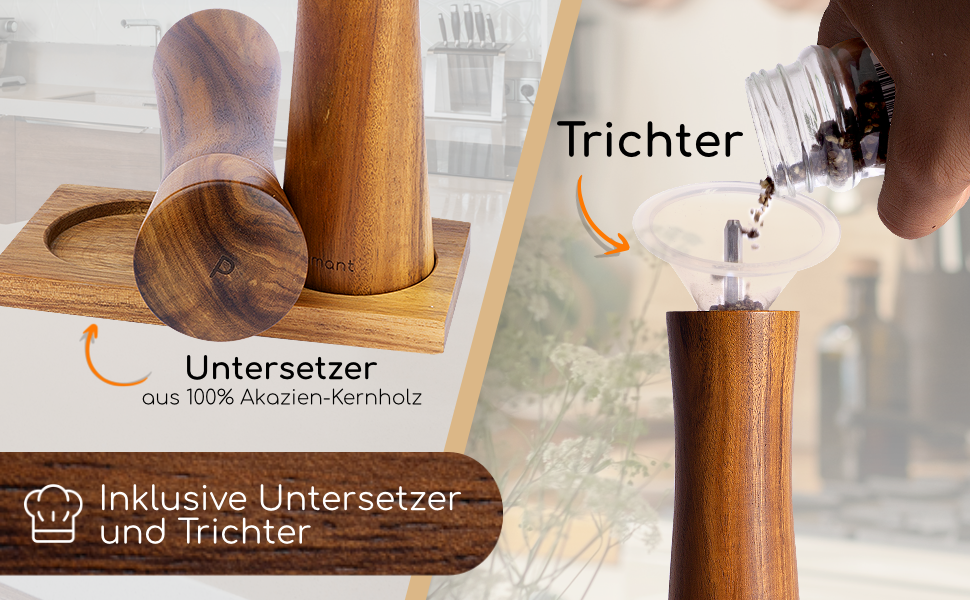 LZMS Salz- Und Pfeffermühlen-Set Aus Acryl, 20,3 Cm, 4 Stück – Einstellbare Mahlstärke, BPA-frei & Transparent