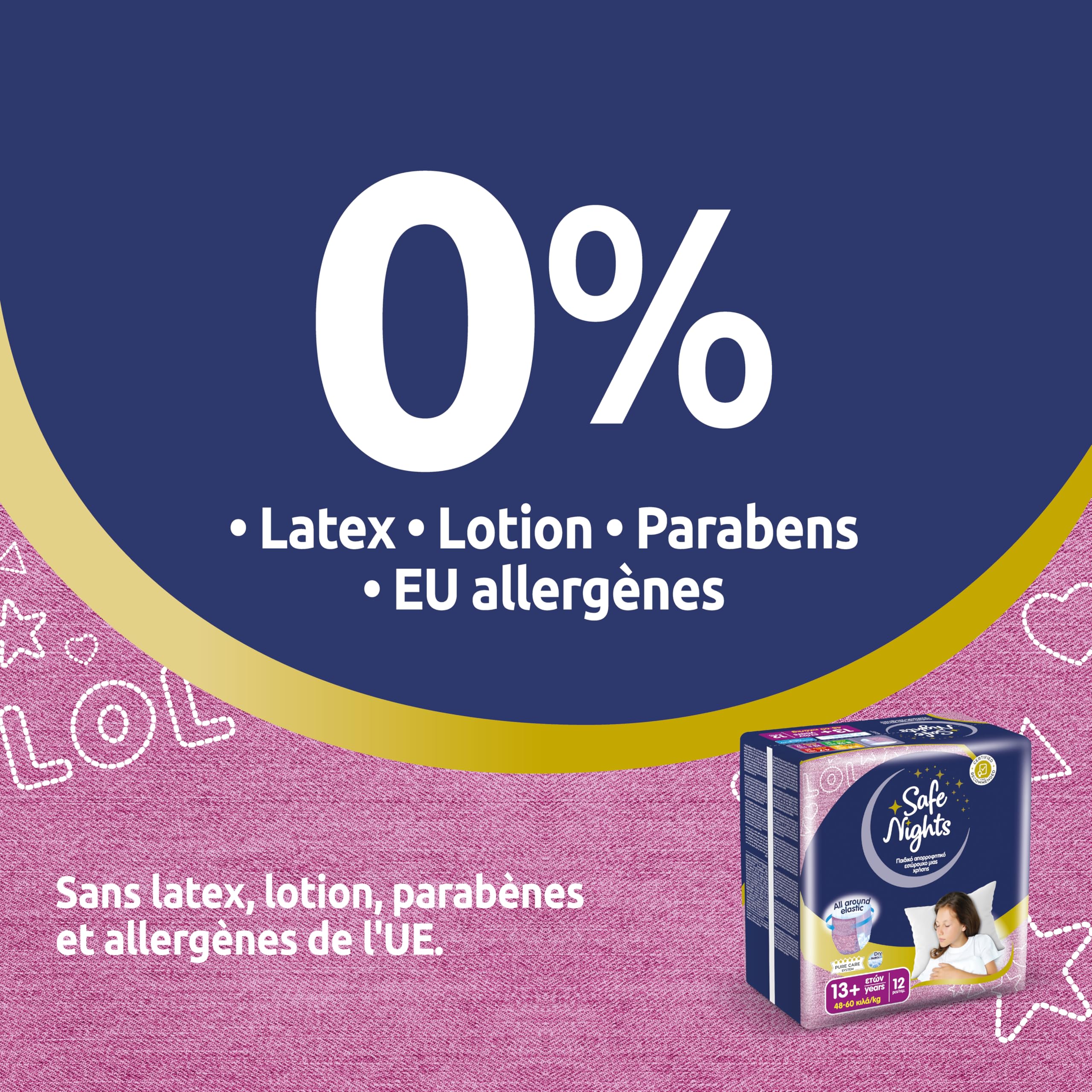 Babylino Safe Nights Girl, Culotte de Nuit Absorbante pour Fille 13+ ans (48-60 kg), 12 Culottes