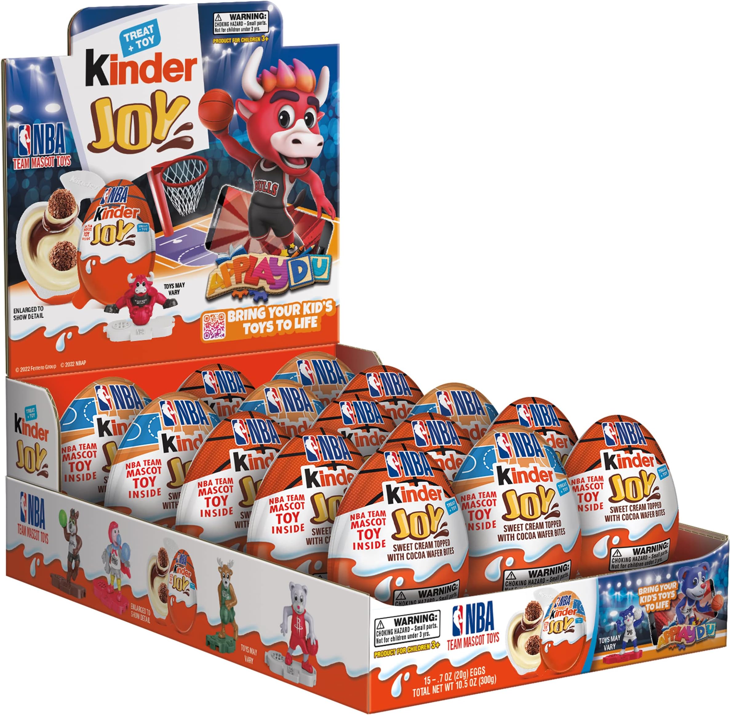 Kinder Joy Eggs, Bulk 15 Count Pack, Treat Plus NBA Toy, Sweet Cream and Chocolatey Wafers, Individually Wrapped, 10.5 Oz, Packaging May Vary