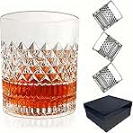 4 Pcs Whiskey Glasses, 335ml Premium Gift Box for Men, Rock Tumblers for Bourbon, Scotch, Cognac, Brandy, Rum, Liquor, Cocktails - Old Fashioned Clear Glassware