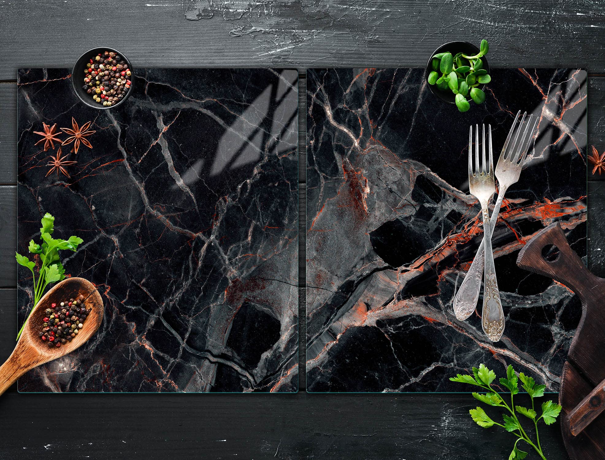 DarHuas afdekplaat voor fornuis, 45 x 52 cm 2-delig, afdekking voor keramische kookplaat, inductie universele elektrische kookplaat, spatbescherming, glas, decoratieve snijplank, MOZAÏEK