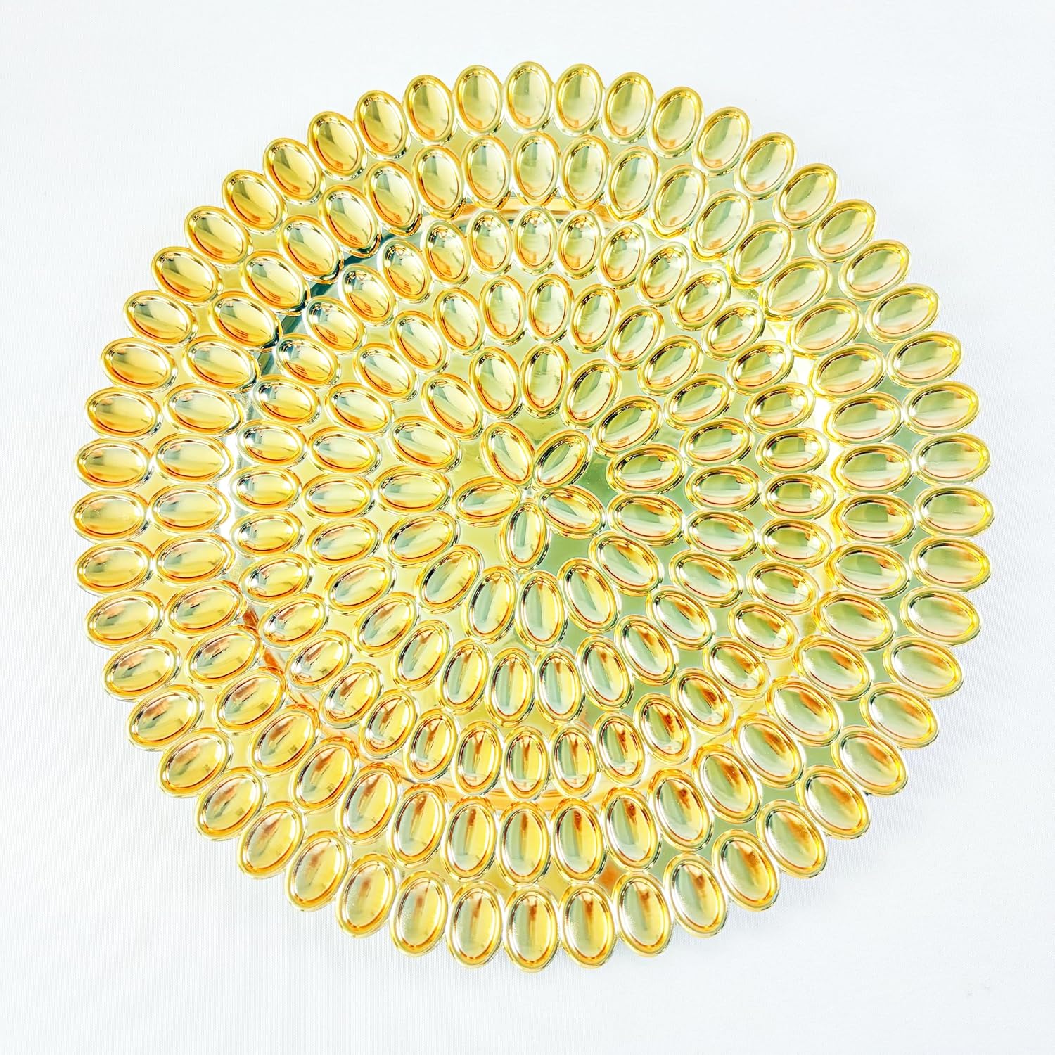13" Gold Charger Plates Set of 50, Mirror Charger for Dinner Plates, Plastic Plate Chargers with Golden Bead Edge, Round Chargers for Wedding Party, Holiday Event Supplies(Gold)