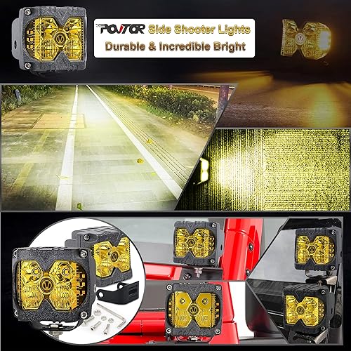 Miniatura 2 de Disparadores laterales LED, 40 W, impermeable, IP68, lente amarilla, luces LED, haz combinado con luces separadas ámbar sólido y estroboscópico de