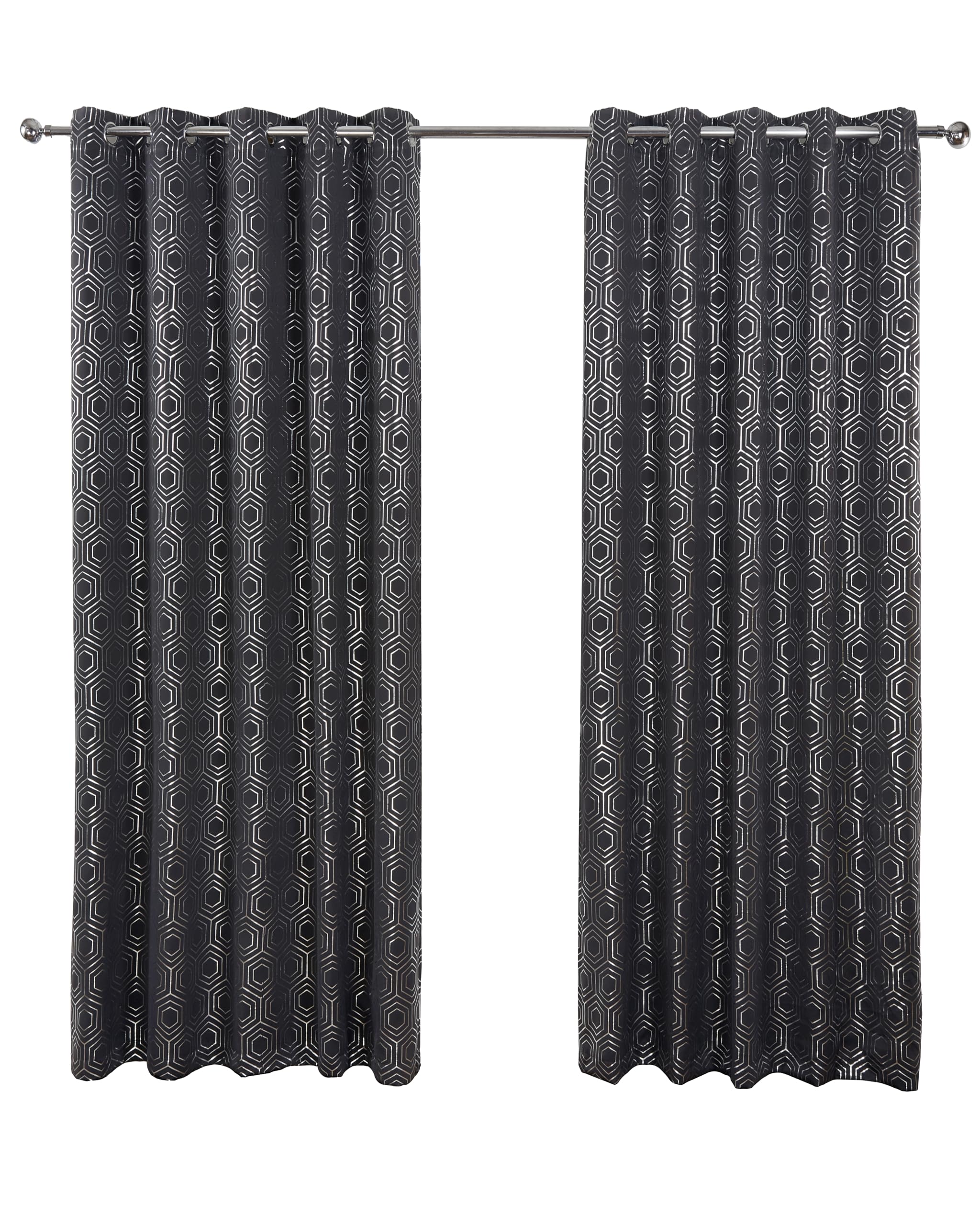 Emma Barclay Charcoal Hartford - Woven Thermal Blackout Eyelet Curtains In - Width 66 X Drop 72" (168 X 183Cm)