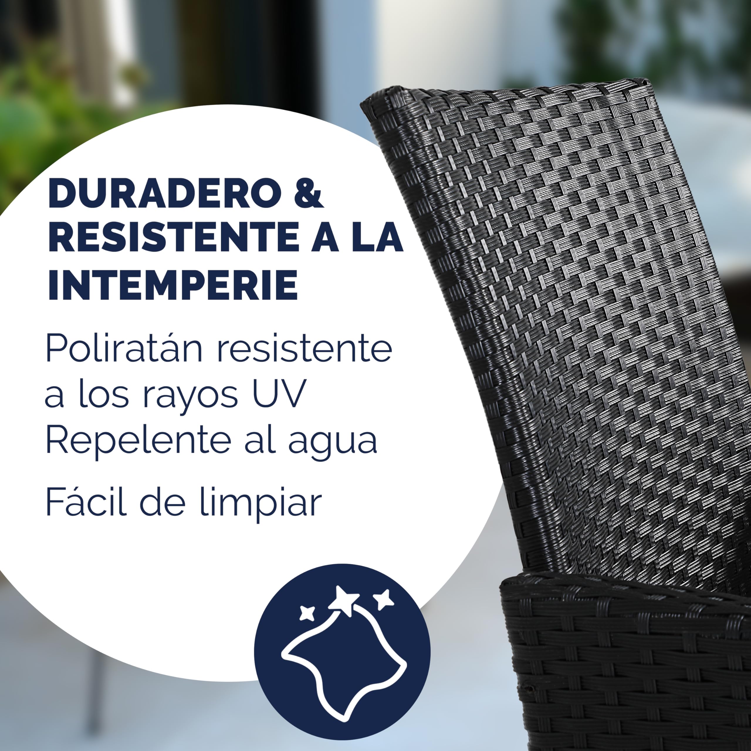 CASARIA® Banco de Jardín 143x64x88 Poliratán Negro Mesa WPC y Estante Asiento Extra Ancho Sillón Doble Exterior