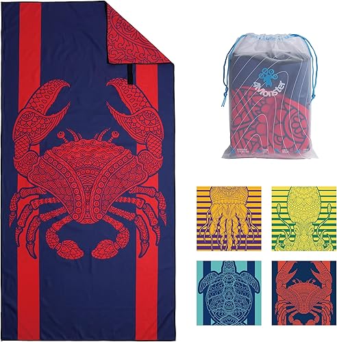 4Monster Toalla de playa de microfibra de secado rápido, toalla de viaje ligera súper absorbente para nadadores, toalla de camping sin arena,