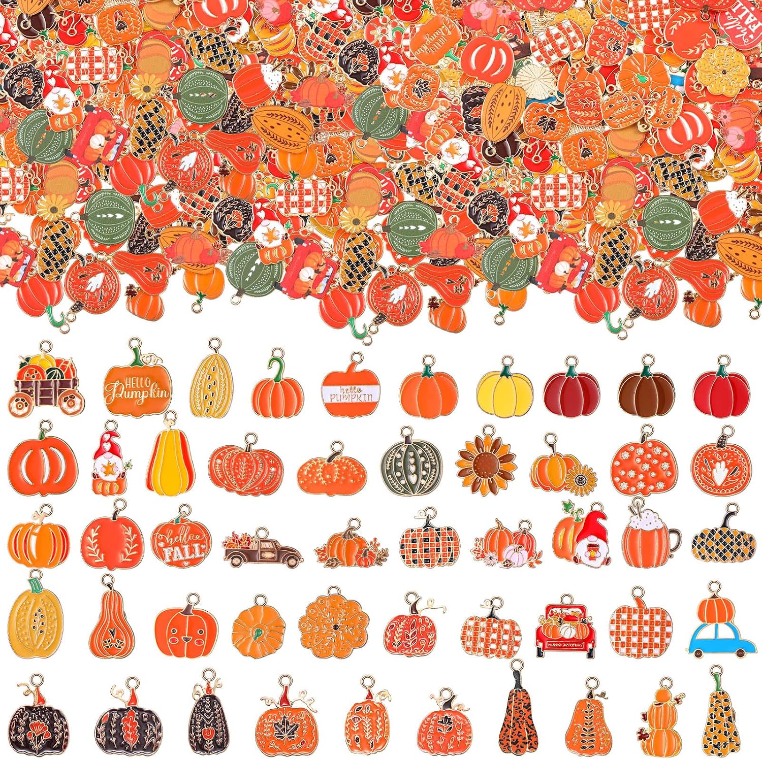 150/300 Pcs Fall Charms for Jewelry Making Pumpkin Autumn Thanksgiving Charms for Crafting DIY Bracelet Necklaces Earrings Making and Decoration