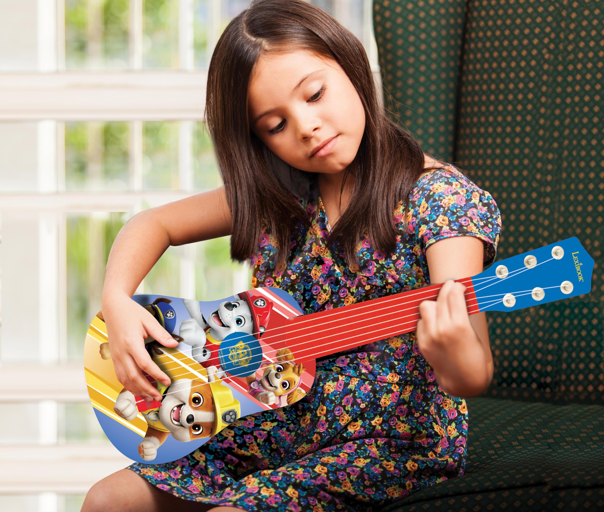 Lexibook Paw Patrol La Squadra dei Cuccioli Chase La mia Prima Chitarra, 6 corde in nylon, 53 cm, guida inclusa, blu/rosso, K200PALXB