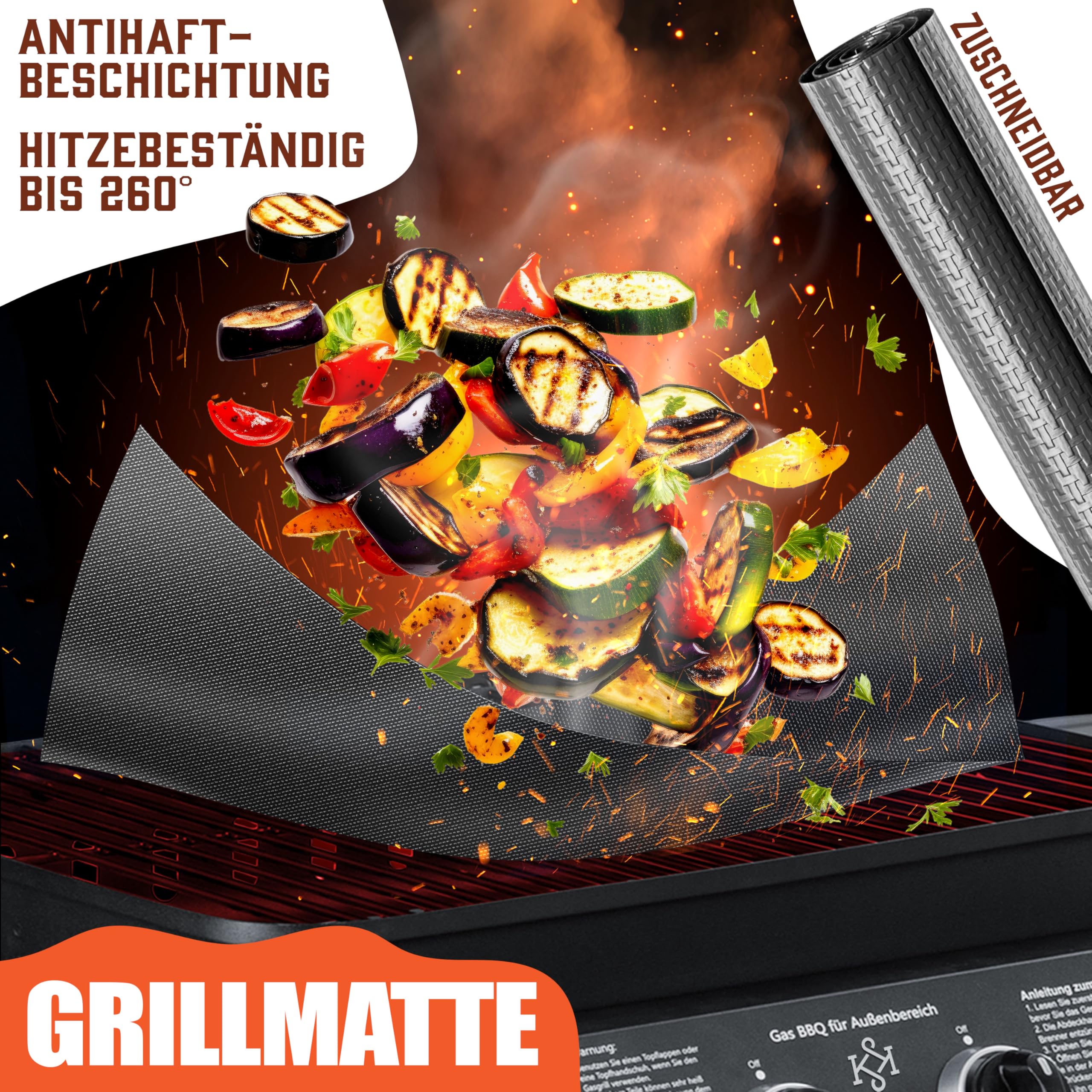KESSER® Grillbesteck Set 37-teilig Grillzubehör aus rostfreiem Edelstahl Grillset mit Grillzange, Grillwender, 4in1 Grillspatel, Grillgabel, Grill-Spieß, Thermometer, Korkenzieher, Grillmatte & Tasche
