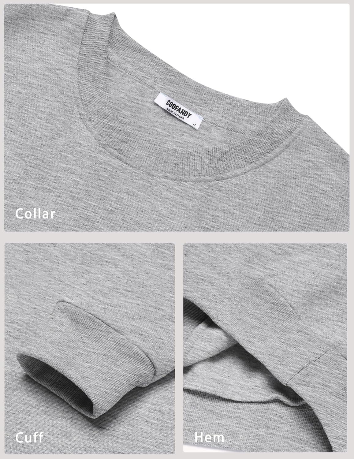 COOFANDY Mens Fleece Pullover Crewneck Sweatshirts Soft Casual Long Sleeves Sweatshirt Crew Neck Pullover Sweater - Image 5