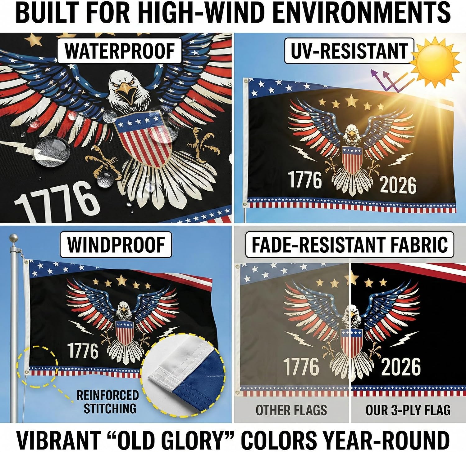 250th Anniversary Flag 3x5, 250 Year American Anniversary Flag Double Sided 3-Ply, 1776-2026 Independence Day Commemorative Banner, 4th of July Patriotic Flags Heavy Duty (36 x 60 Inch)