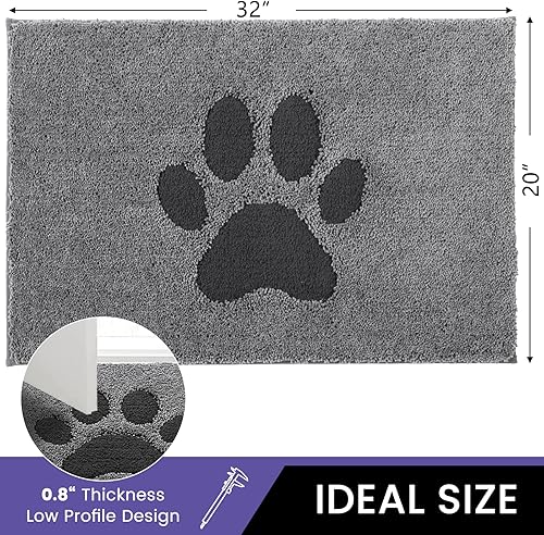 Miniatura 7 de Tapete para puerta de interior, tapete para perros para patas fangosas, súper absorbente, alfombra de entrada de bajo perfil con parte trasera