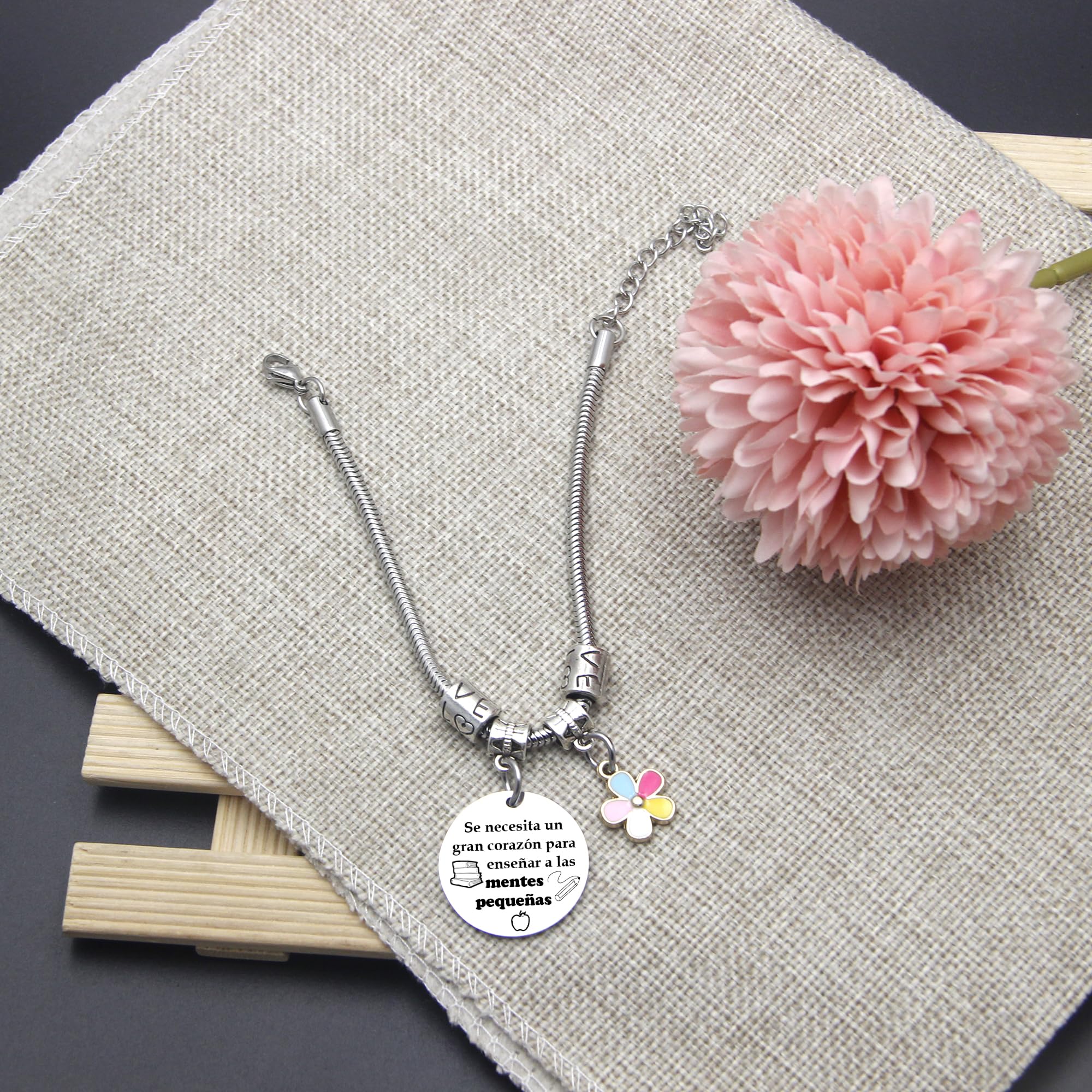 Pulsera Profesoras Regalos Originales para Profesoras Pulseras Maestro Regalo Grabado Pulsera Graduación Regalos Cumpleaños Regalo del dia del Maestro