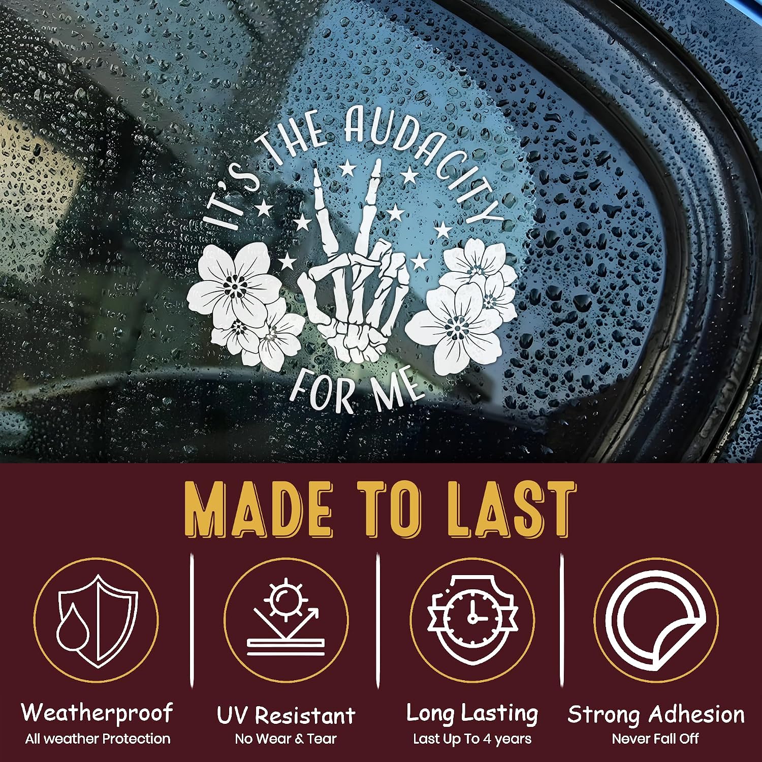 It's The Audacity for Me Car Decal Funny Flower Cute, Hand Sarcastic Joke Quote, Decals Vinyl Waterproof 8 inch Bumper Sticker for Trucks Window, Car Accessories Decorations Gifts for Mom Dad image 4
