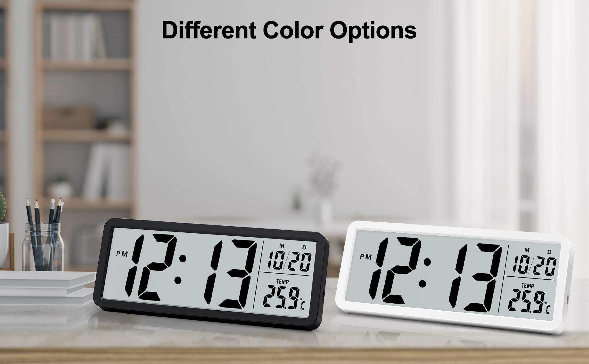 Lafocuse Horloge Murale Numérique LCD à Piles, Grand écran De