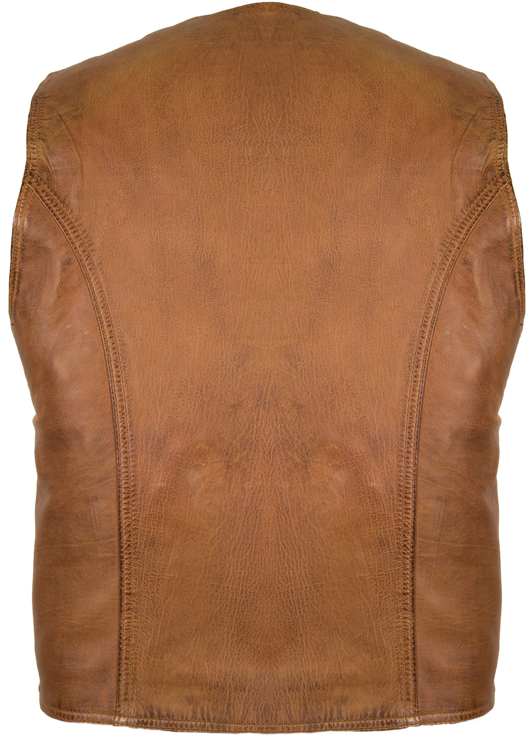 MDM Gilet en Cuir d'Agneau Nappa Véritable pour Homme