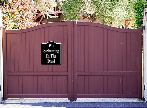 Miniatura 2 de Letrero compuesto de aluminio negro de No Swimming In The Pond, 8.5 x 10 pulgadas
