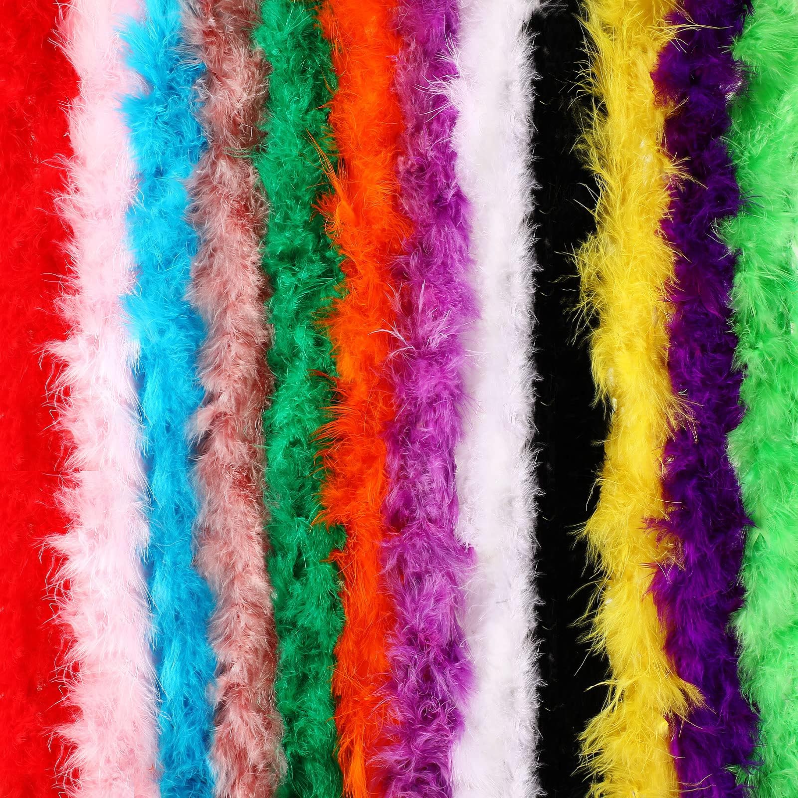 Juinte 12 Pcs Colorful Feather Boas Bulk 6.6 ft Christmas Tree Costume Rainbow Purple Marabou Feather Boas Scarf for Halloween Unisex Women Wedding Party Decorations(Dark Color)