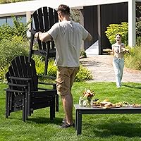 Vista 7 de nevilywood Juego de 2 sillas Adirondack compactas apilables de polietileno de alta densidad de 26.3 pulgadas de ancho, diseño duradero, ahorro