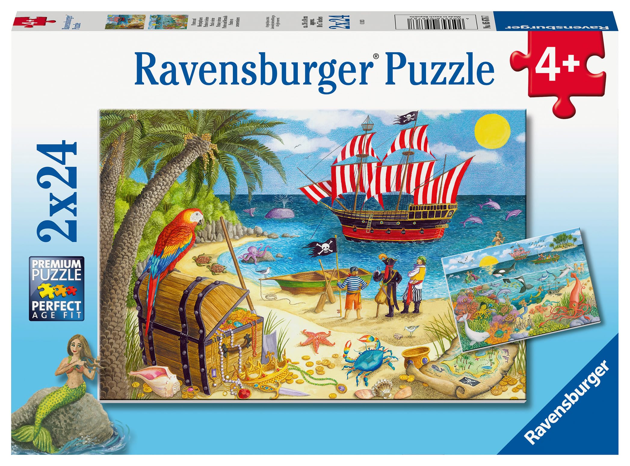 Ravensburger 5676 Pirate & Mermaids Jigsaw Puzzles For Kids Age 3 Years Up-Toddler Toys-2X 24 Pieces