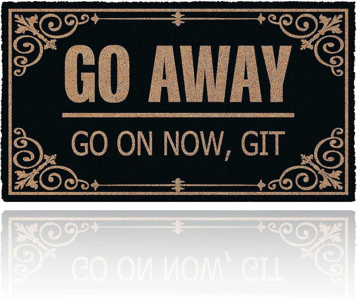 Go Away Go On Now Git Welcome Mats for Front Door Mat Holiday Funny Rubber Front Door Mats Outdoor Entrance Non Slip Mats Indoor Decor Bathroom Mat Entrance Rug, 30 x 17 Inches 10mm Thick
