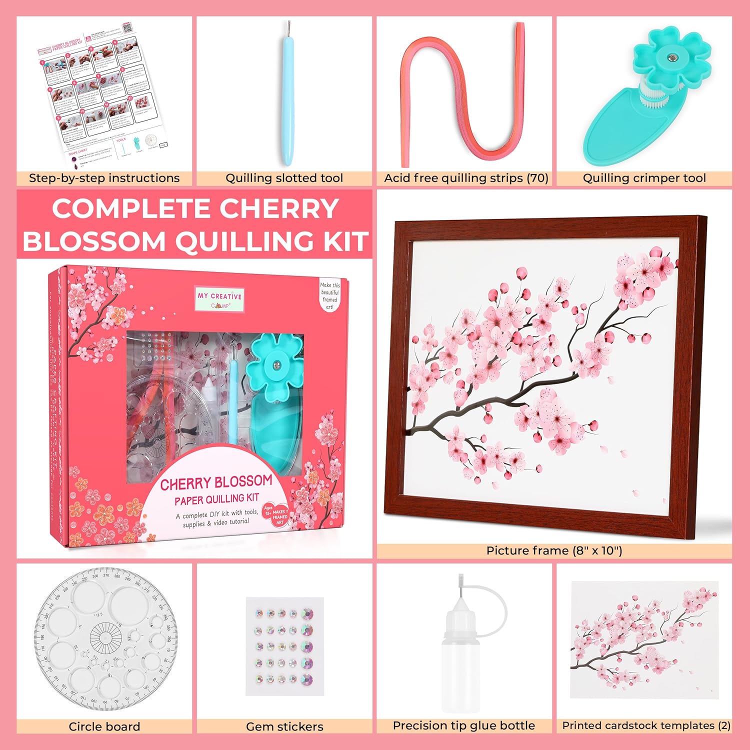MY CREATIVE CAMP Beginner's Quilling Kit + Cherry Blossom Quilling Kit Bundle
