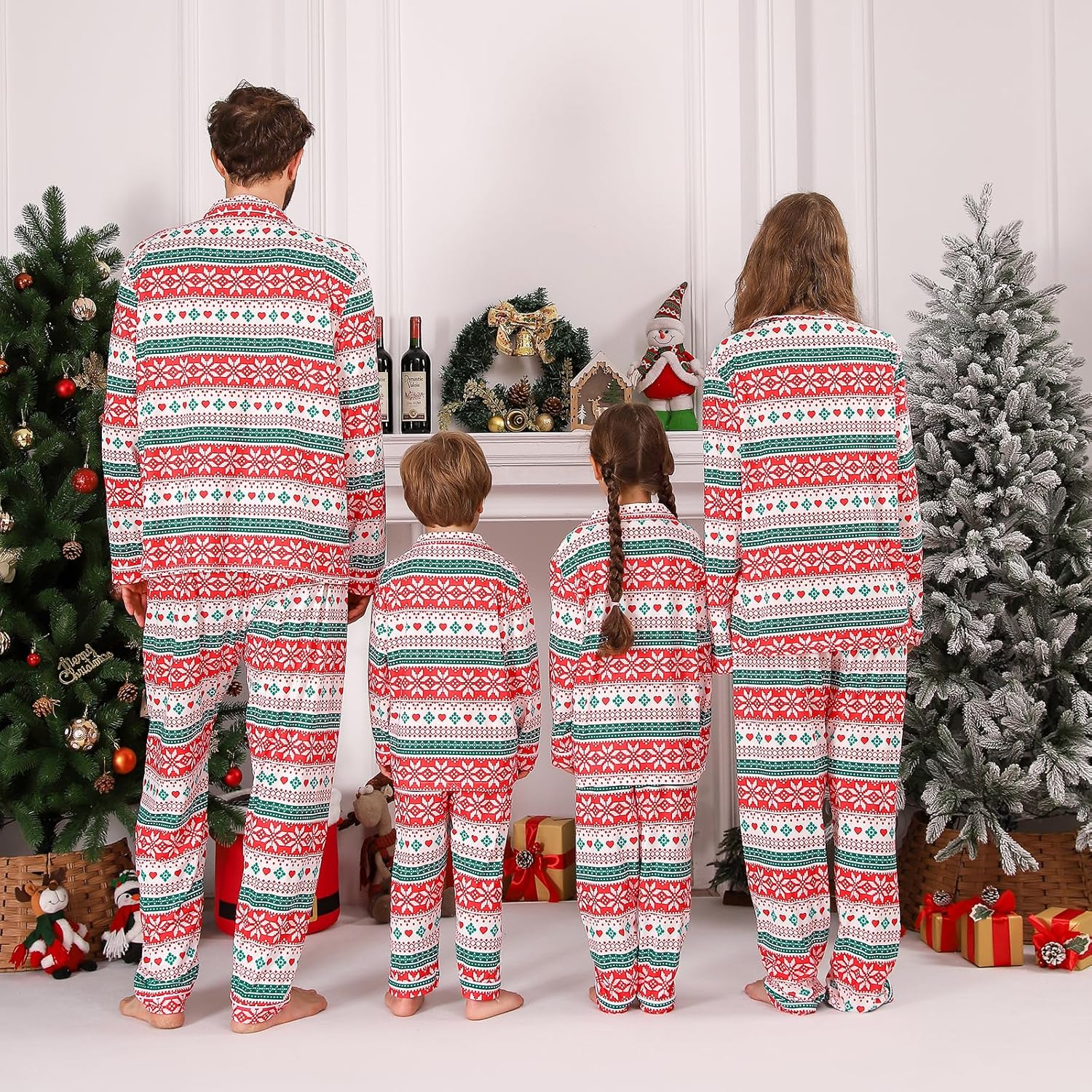 ANGELGGH Family Christmas PJs Matching Sets 2 Pcs Festival Party Pajamas Holiday Warm Sleepwear Couples Button Loungewear - Image 7