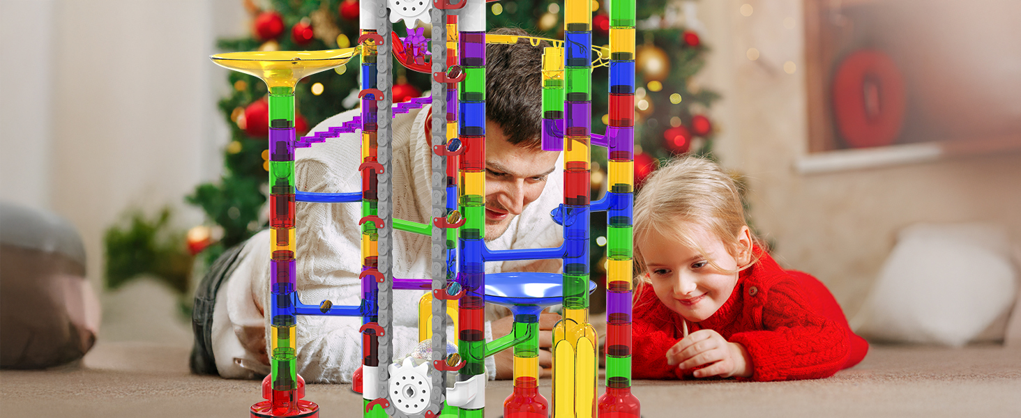 Glow In The Dark Toys KERUVOTA 219Pcs Elevator Marble Run