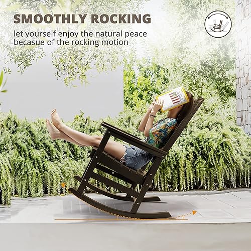 Miniatura 7 de LUE BONA Mecedora para exteriores, resistentes a la intemperie, de polietileno HDPS, resistente a la intemperie, 350 libras, balancín de porche de