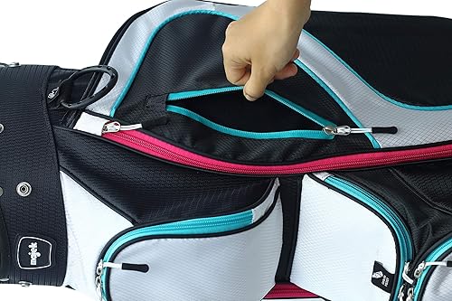 Miniatura 9 de Majek Bolso de golf rosa verde azulado blanco negro de las señoras 9 pulgadas 14-Way amistoso separador superior