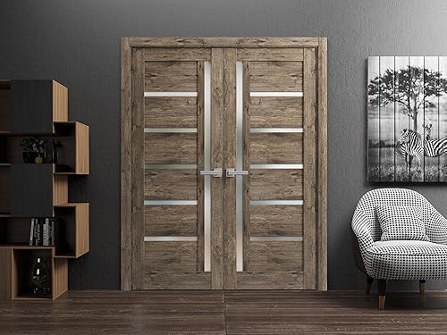 Miniatura 13 de SARTODOORS Puertas dobles francesas sólidas | Quadro 4088 negro mate con vidrio esmerilado | Marcos de panel sólido de madera | Puertas resistentes