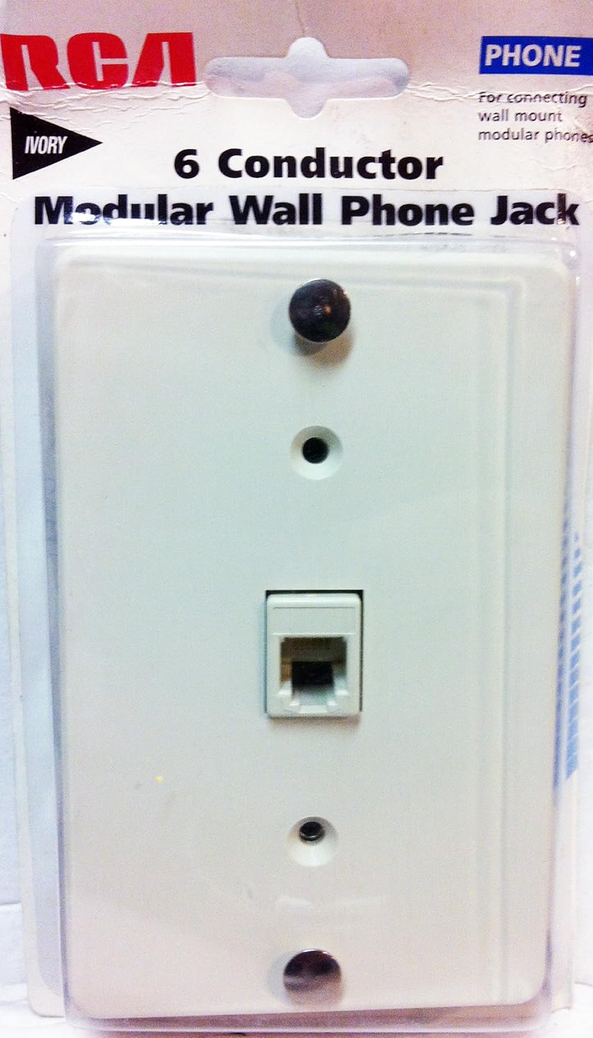 6 Conductor Modular Wall Phone Jack Electronics