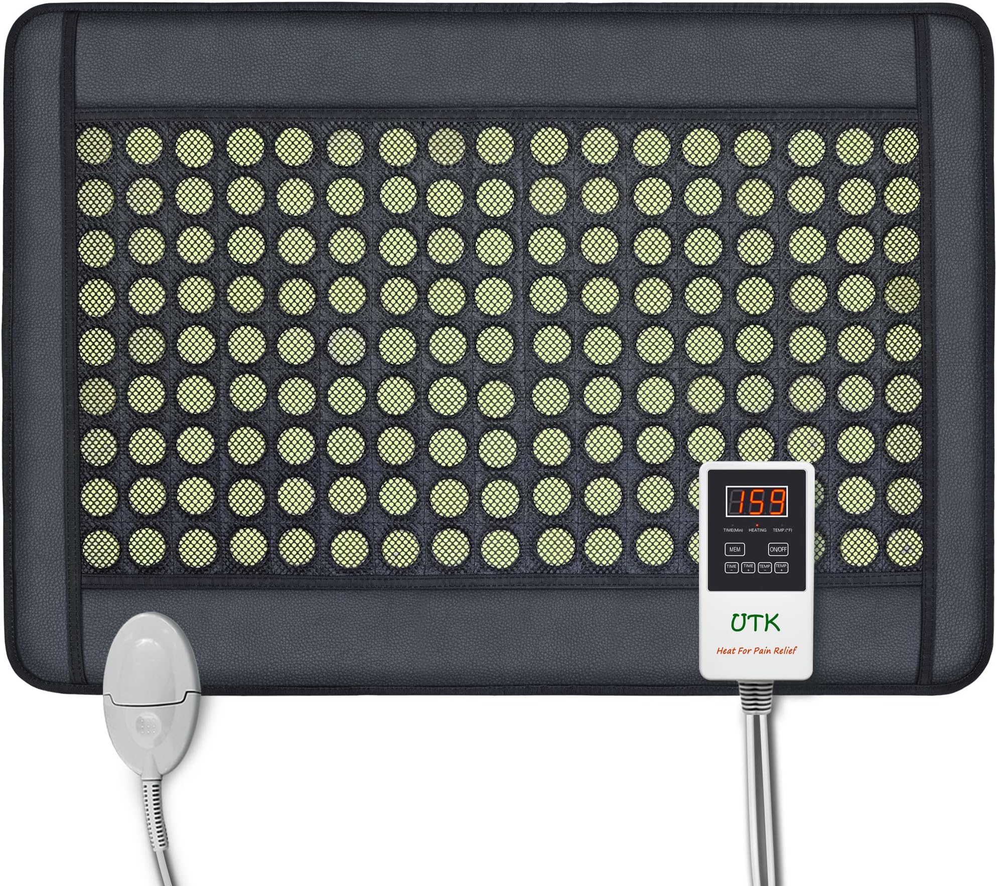 UTK Upgrade Far Infrared Heating Pad for Back, 5X Deeper Pain Relief Pure Jade Heating Pad with 153 Natural Jades, Hotter to 159℉, Weighted Electric Mat with Larger Heat Area, 4H Auto-Off, 31"x 21"