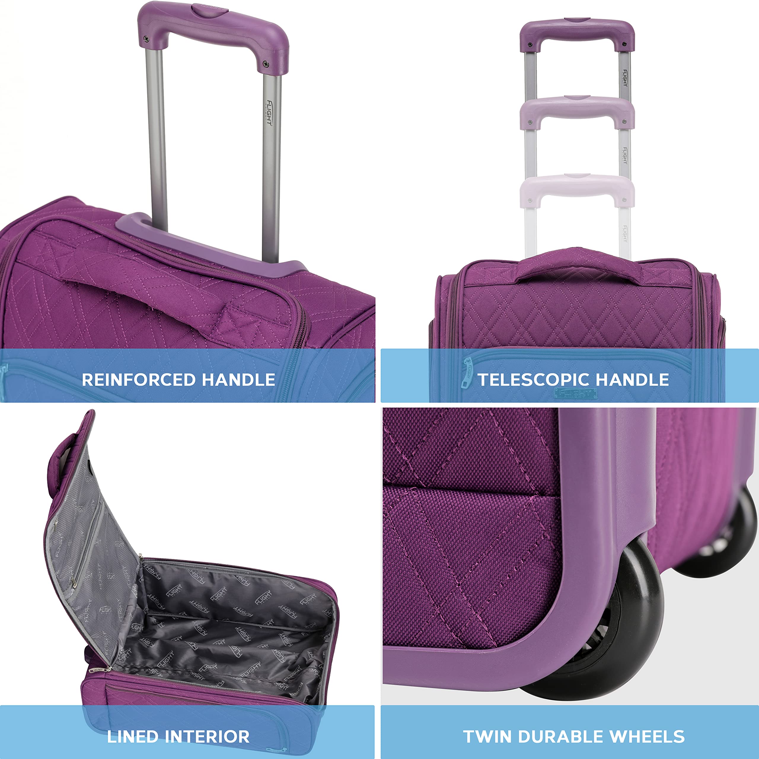 Flight Knight 55x40x20cm Ryanair Maximum Size Carry On Priority Hand Luggage Case Approved & Tested - 2 Wheels - Ultra Lightweight Durable Soft Case Textile Cabin Suitcase