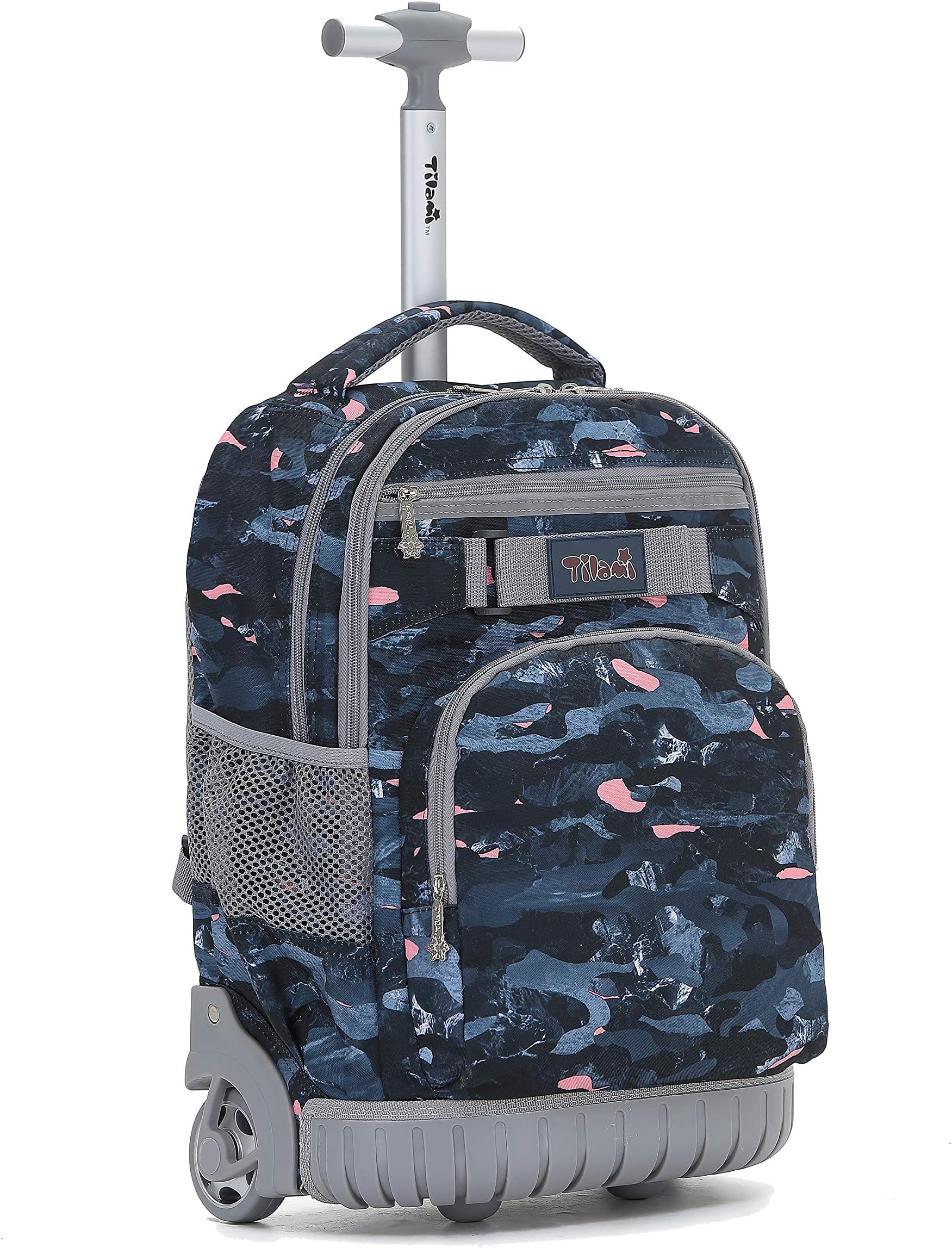 Rolling Backpack 19 inch Wheeled LAPTOP Boys Girls Travel School Student Trip…, Camouflage Blue, Large, Laptop