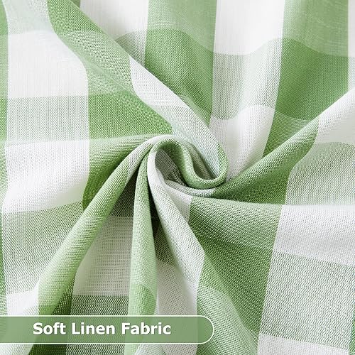 Vista 57 de Jubilantex Paneles de cortina semitransparentes a cuadros rojos y blancos, cortinas texturizadas a cuadros, cortinas de ventana de granja con ojales