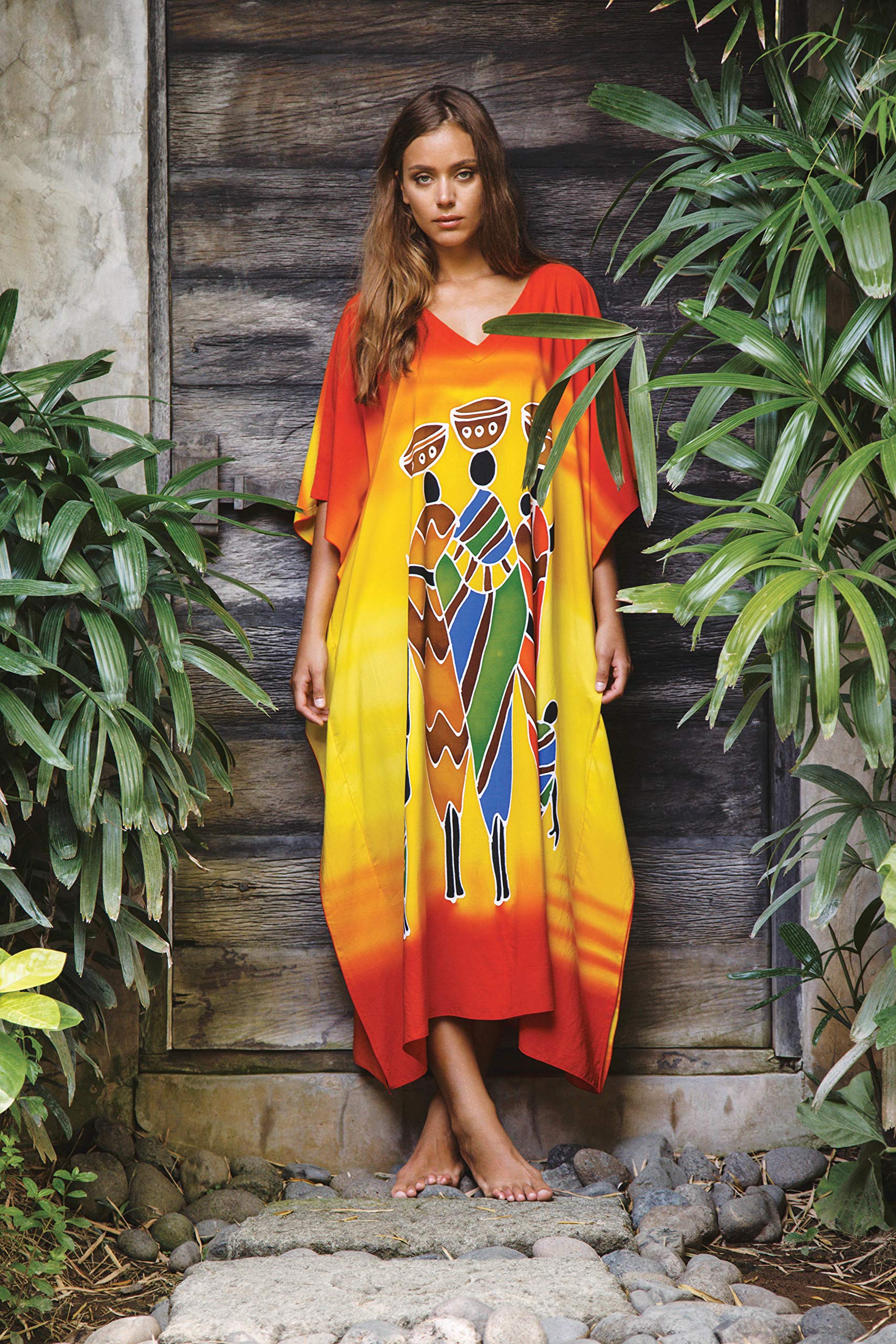 SHU-SHI - Caftán Largo para Mujer - Ideal para la Playa - Diseño Tribal