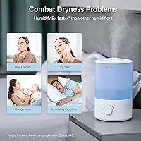 Vista 8 de LEVOIT - Humidificador Dual 150 para recámara, habitación grande, 3 L, llenado superior, vapor frío, difusor de aceite esencial para guardería