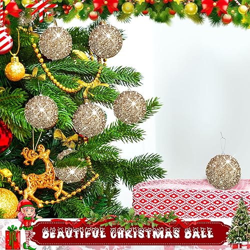 Miniatura 6 de 6 adornos de bola de 4 pulgadas para el día de San Valentín, árbol de Navidad, adornos de espuma con lentejuelas con brillantina para colgar