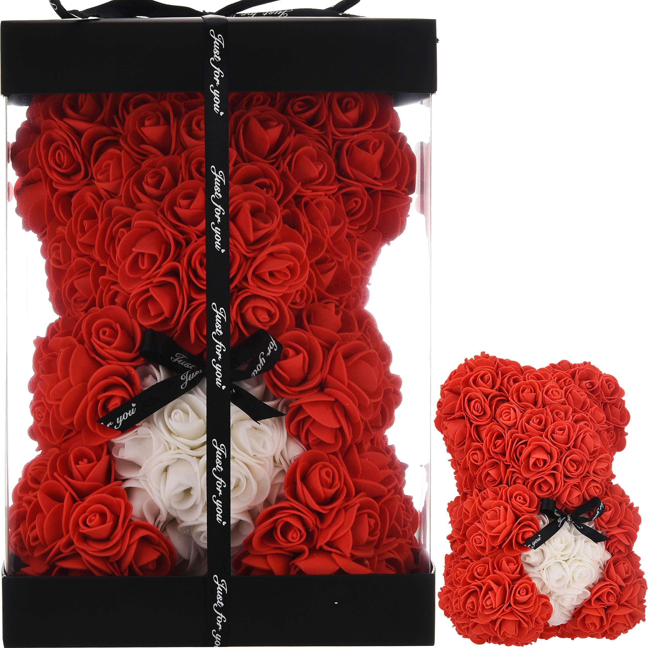 Rose Bear Mothers Day Mum Gifts For Women Girlfriend Mothers Gifts Birthday Gifts For Her Rose Teddy Bear Fake Roses Artificial Roses Flower Bear Anniversary Birthday Gifts Flower Delivery Gifts (Red)