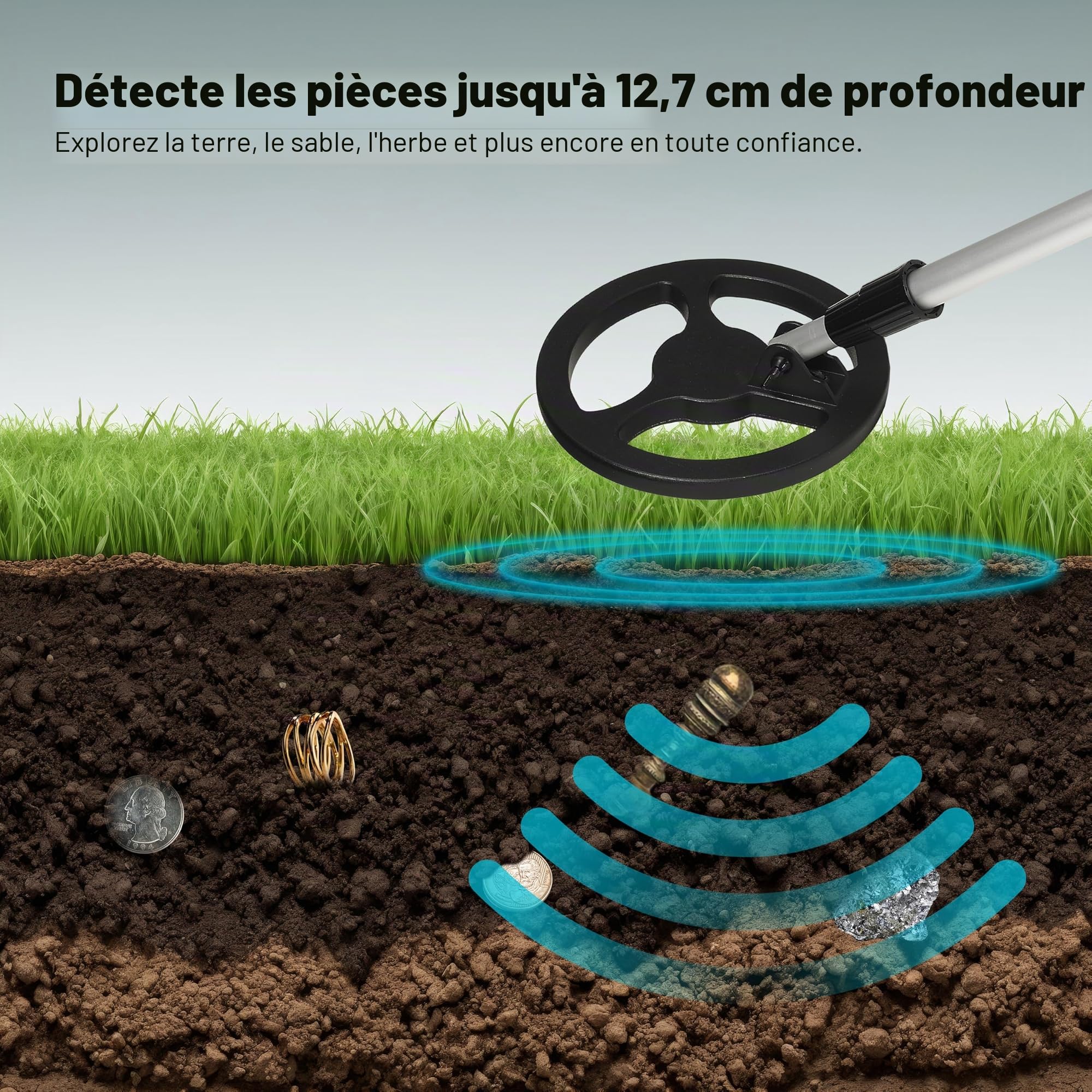 Bounty Hunter Junior Détecteur De Métaux Avec Fonction Filtre À Métaux, Noir/Gris